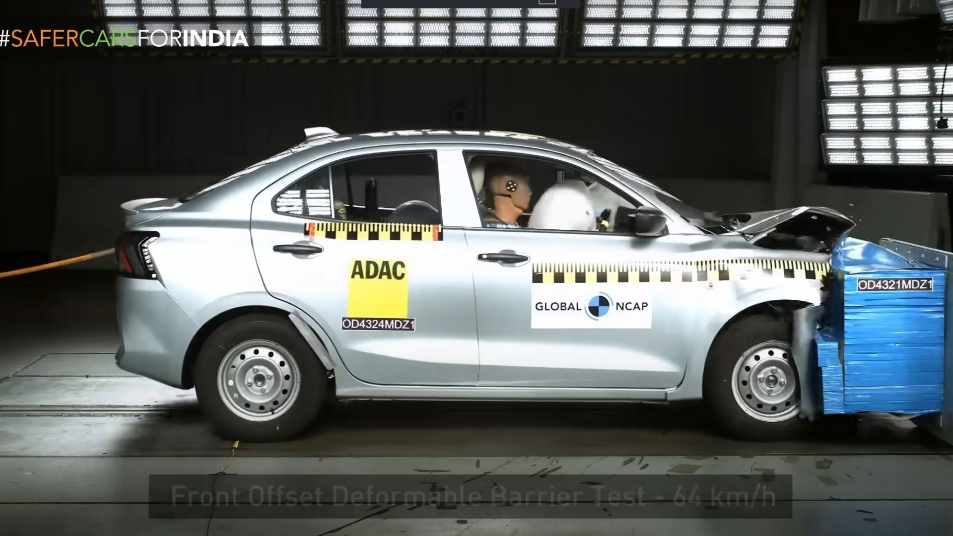 Bharat NCAP crash test on Maruti Dzire