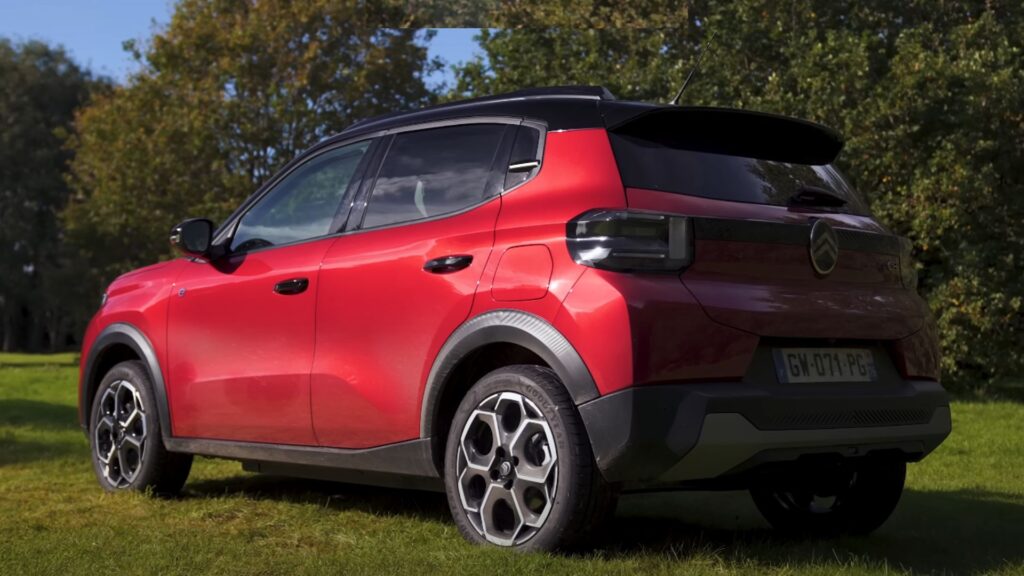 Citroen red car back view